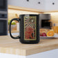 Phoenix Rising Fire Woman Sun Rays Mixed Media Art Black Accent Ceramic Coffee Tea Mug (11, 15oz)