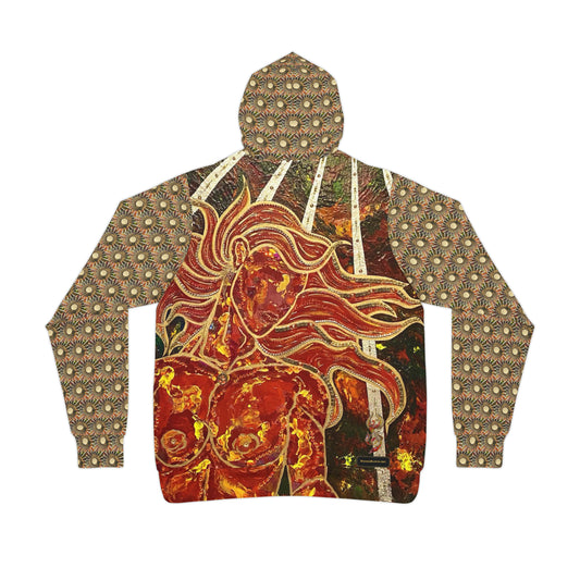 Phoenix Rising Fire Woman Sun Rays Unisex Mens Women's Wearable Art Fashion Athletic Hoodie All Over Print (AOP)