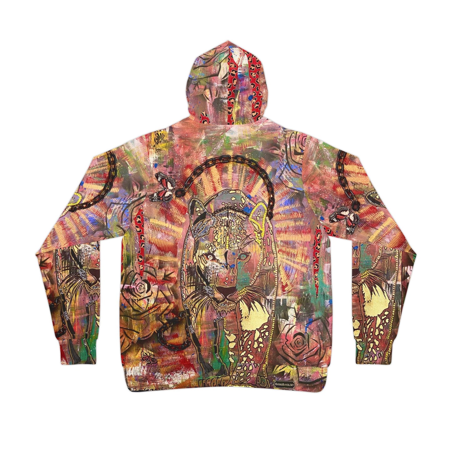 Unleash Your Power Black Panther Leopard Butterflies Roses Unisex Mens Women's Wearable Art Fashion Athletic Hoodie All Over Print (AOP)