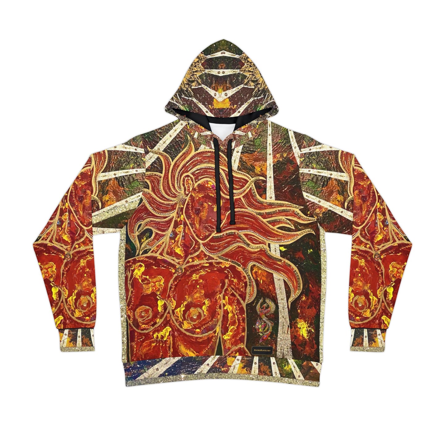 Phoenix Rising Fire Woman Sun Rays Unisex Mens Women's Wearable Art Fashion Athletic Hoodie All Over Print (AOP)