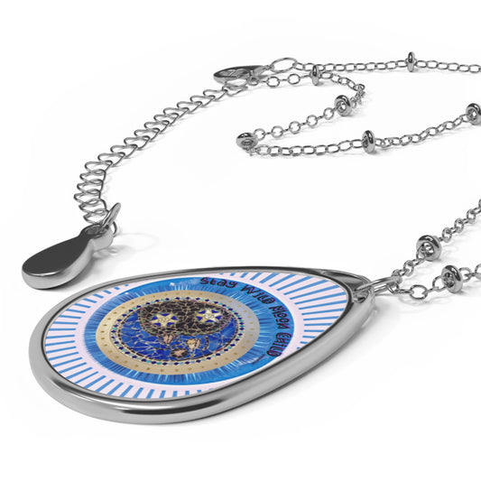 Mosaic Art Stay Wild Moon Child Oval Necklace Teardrop Pendant Jewelry