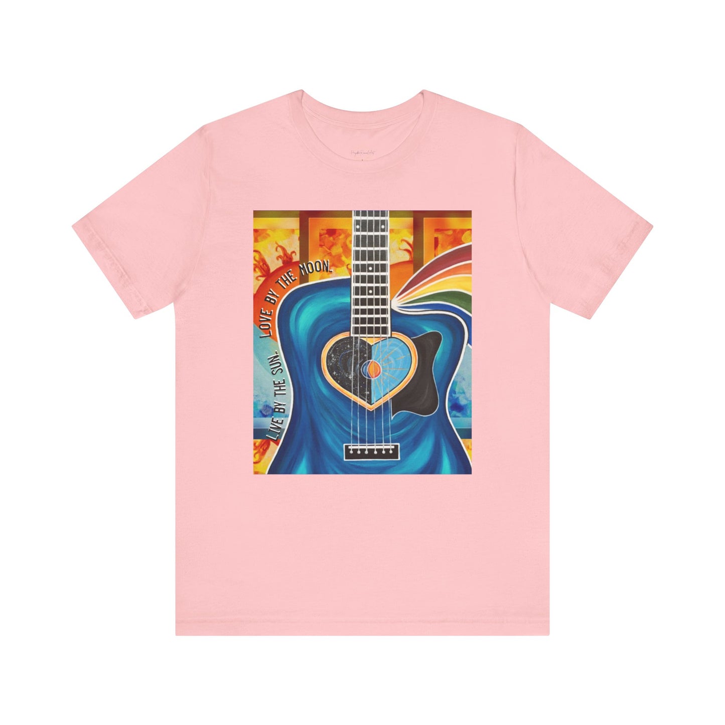 Guitar Live By The Sun Love By The Moon Heart Rainbow Music Yellow Gold Unisex Jersey Short Sleeve T-Shirt