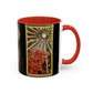 Phoenix Rising Fire Woman Sun Rays Mixed Media Art Accent Ceramic Coffee Tea Mug (11, 15oz)