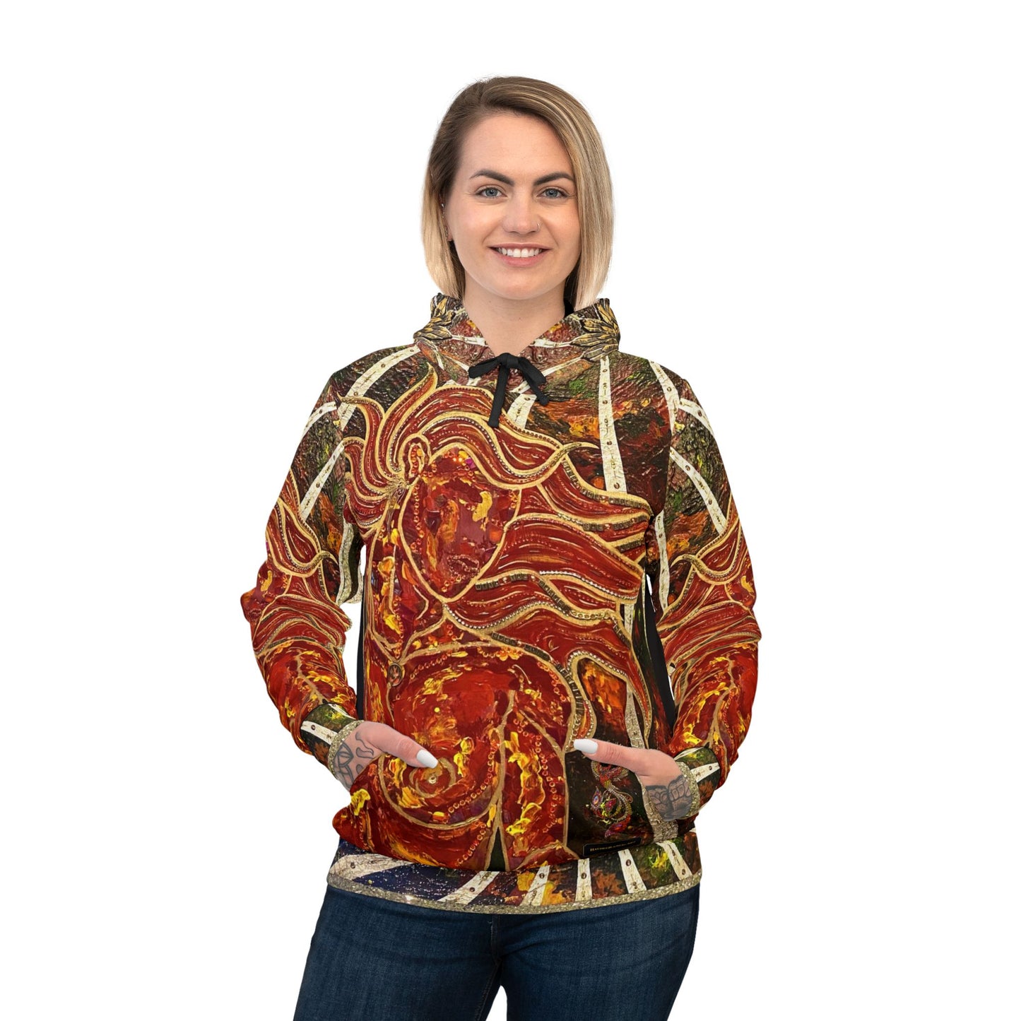 Phoenix Rising Fire Woman Sun Rays Unisex Mens Women's Wearable Art Fashion Athletic Hoodie All Over Print (AOP)