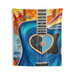 Live By The Sun Love By The Moon Guitar Music Rainbow Art Indoor Wall Tapestries Blanket