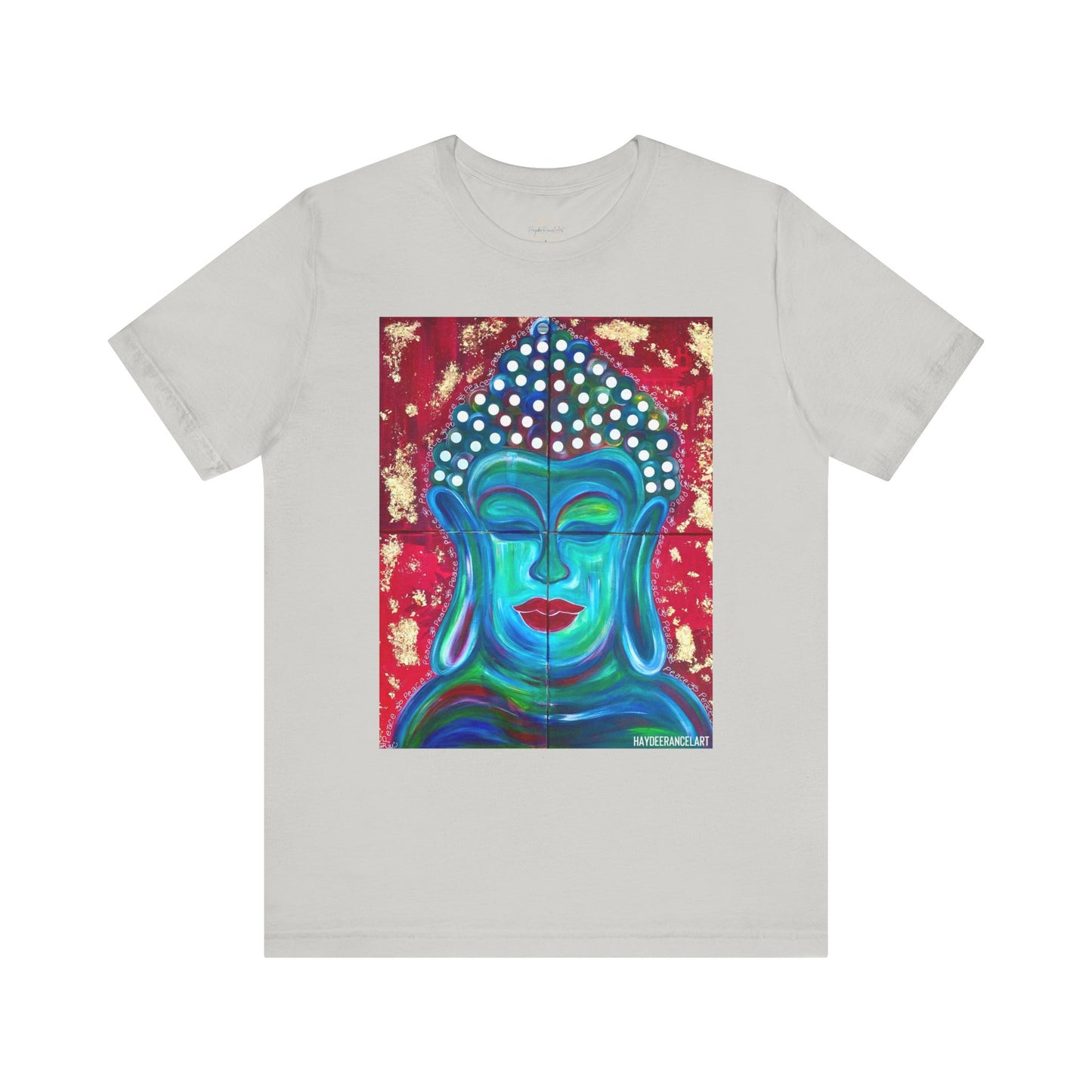 Buddha Peace Meditation Spiritual Zen Peaceful Art Silver Grey Unisex Mens Women's Jersey Short Sleeve Crew T-Shirt