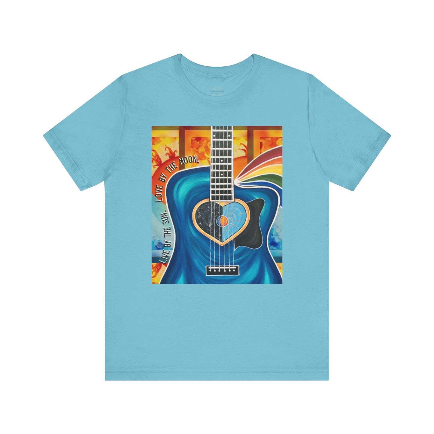 Guitar Live By The Sun Love By The Moon Heart Rainbow Music Yellow Gold Unisex Jersey Short Sleeve T-Shirt