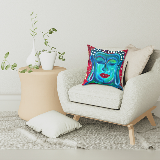 Buddha Peace Art Meditation Spiritual Artwork Spun Polyester Square Pillow