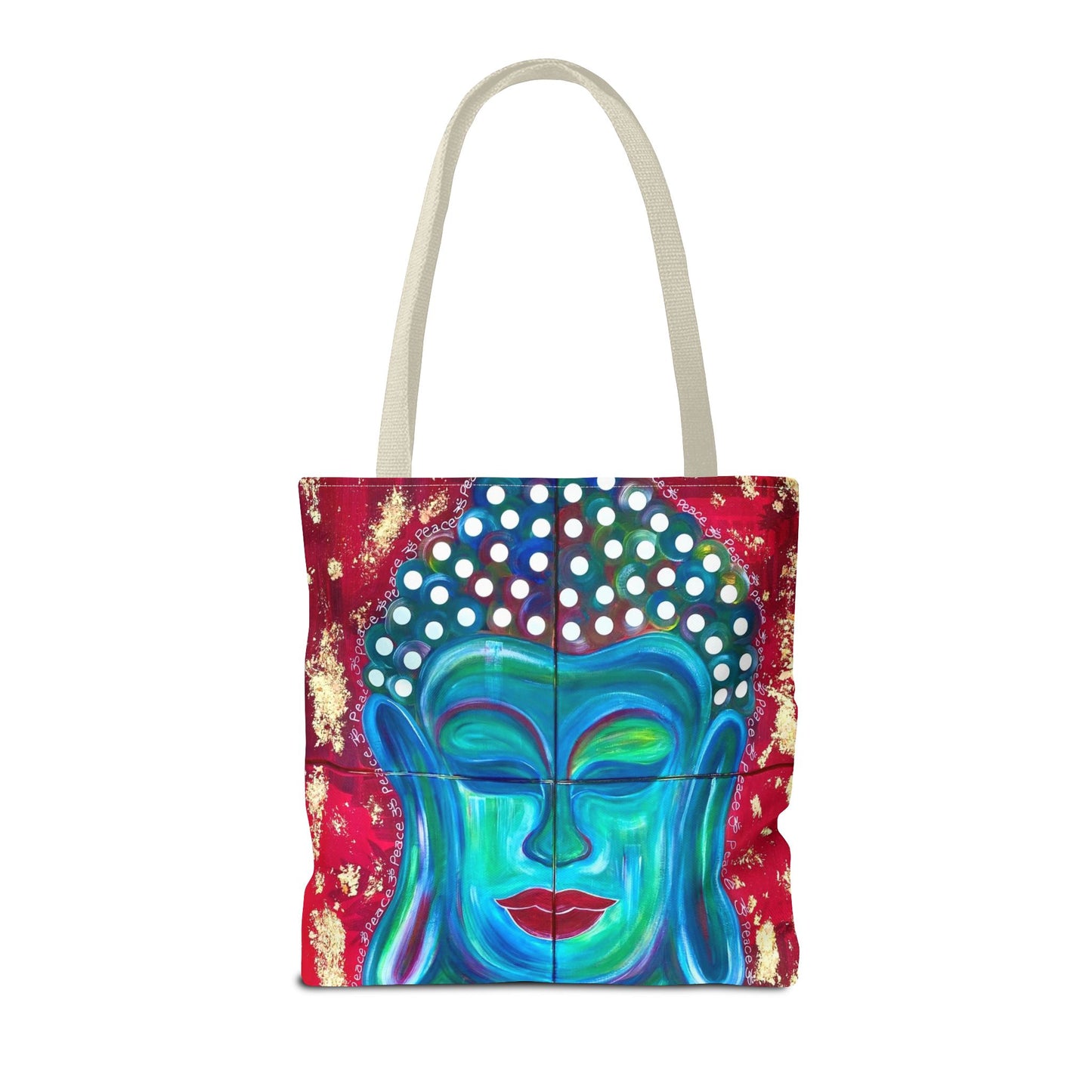 Buddha Peace Art Spiritual Meditation Yoga Shopping Weekend Large Polyester Tote Bag (AOP)