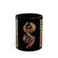 Phoenix Rising Fire Woman Sun Rays Mixed Media Art Black Accent Ceramic Coffee Tea Mug (11, 15oz)