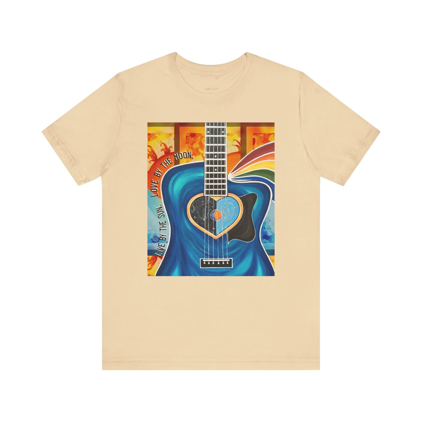 Guitar Live By The Sun Love By The Moon Heart Rainbow Music Yellow Gold Unisex Jersey Short Sleeve T-Shirt