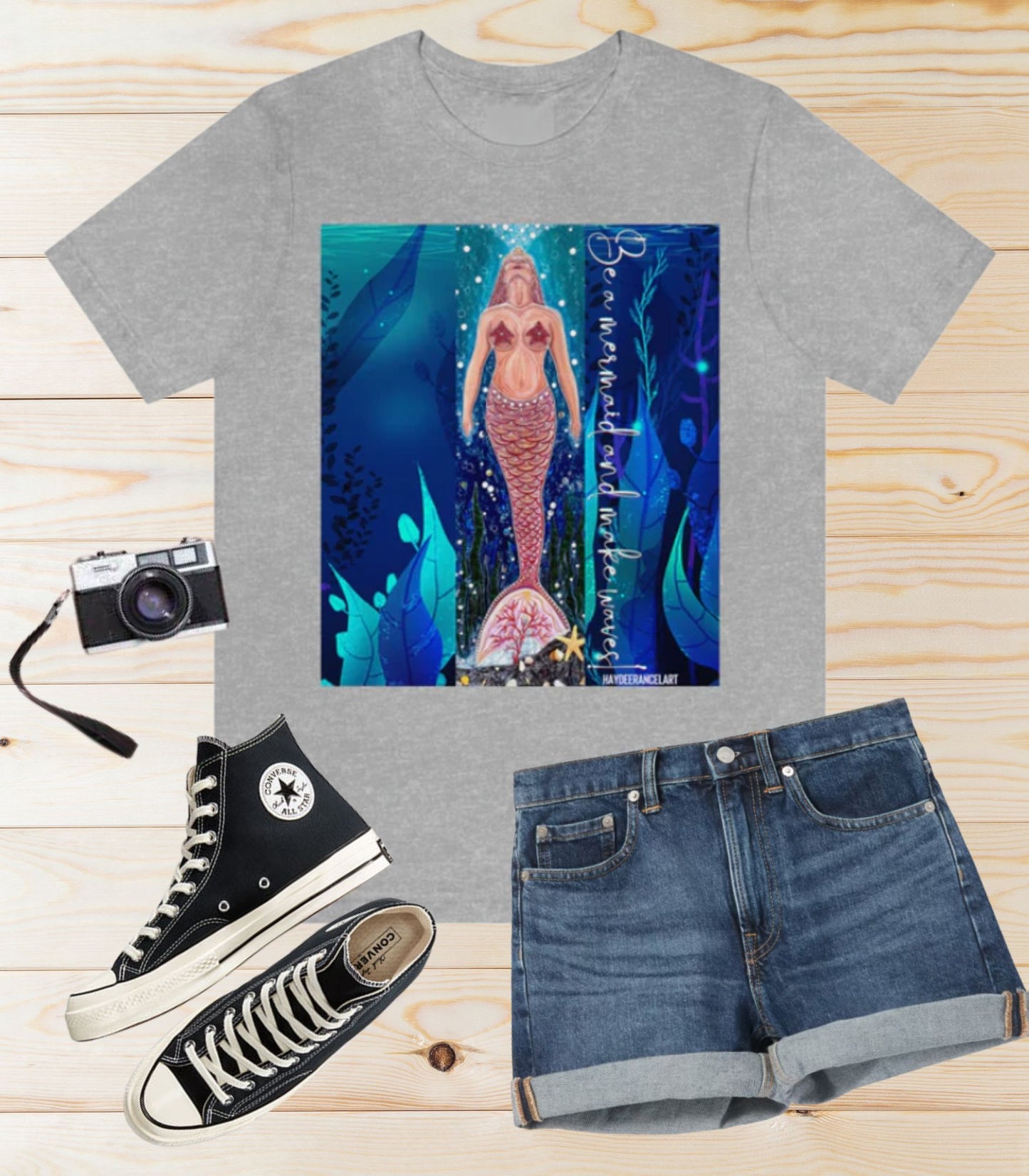 Be A Mermaid And Make Waves  Underwater Ocean Heather Grey Unisex Mens Women's Jersey Short Sleeve Crew T-Shirt