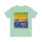 Beach Life Sunset Summer Ocean Palm Tree Baby Blue Unisex Mens Women's Jersey Short Sleeve Crew T-Shirt