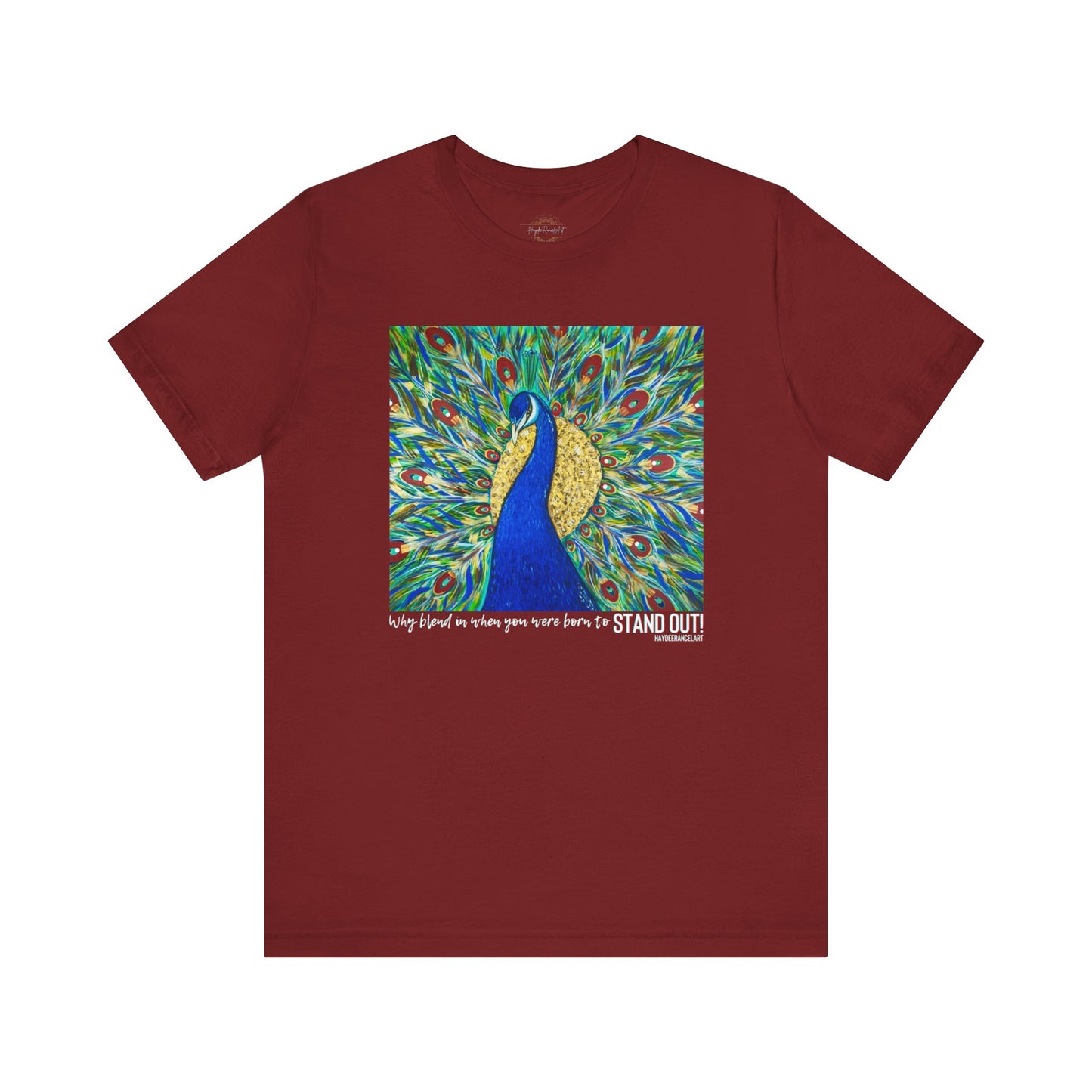 Born To Stand Out Colorful Peacock Bird Art Heather Red Unisex Mens Women's Jersey Short Sleeve Crew T-Shirt