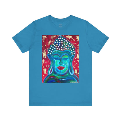 Buddha Peace Meditation Spiritual Zen Peaceful Art Silver Grey Unisex Mens Women's Jersey Short Sleeve Crew T-Shirt