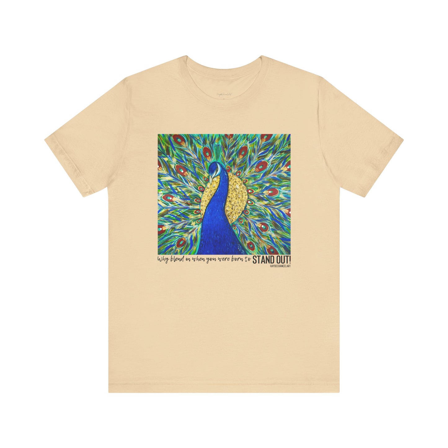 Born To Stand Out Colorful Peacock Bird Art White Unisex Mens Women's Jersey Short Sleeve Crew T-Shirt