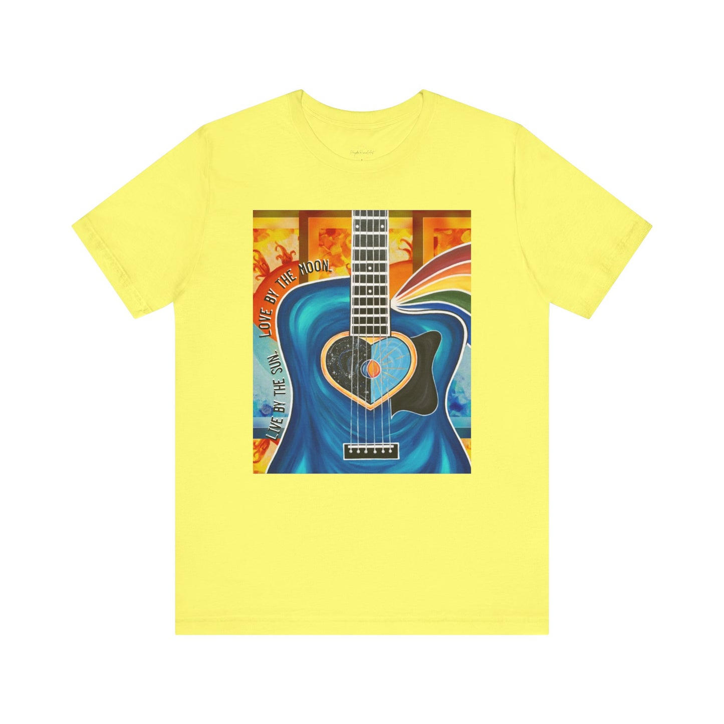 Guitar Live By The Sun Love By The Moon Heart Rainbow Music Yellow Gold Unisex Jersey Short Sleeve T-Shirt