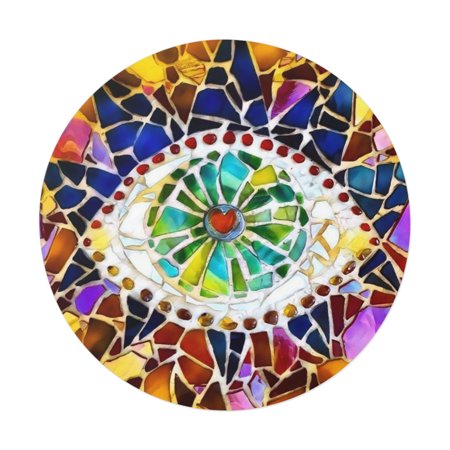 DragonHeart Glass Mosaic Green Dragon Eye Fantasy Spiritual Mystical Art Round Vinyl Sticker