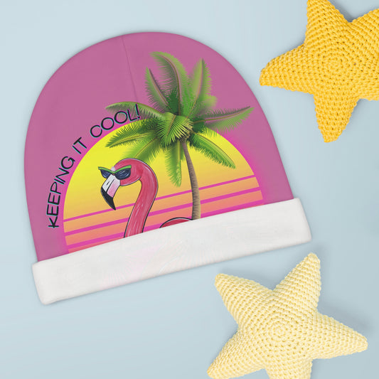 Keeping It Cool Flamingo Beach Tropical Sunset Pink Unisex Baby Hat Beanie