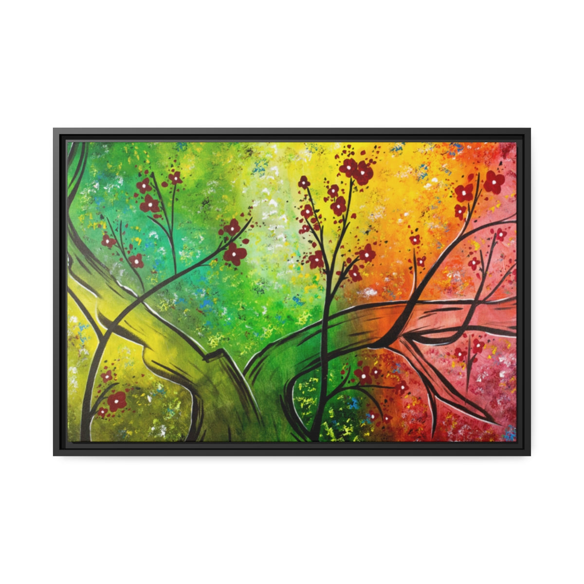 Cherry Blossom Tree Horizontal Framed Gallery Wrapped Matte Canvas Print