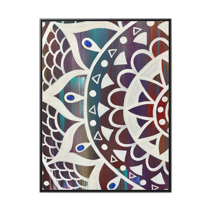 Matrix Mandala Flower Art Vertical Framed Gallery Wrapped Canvas Print