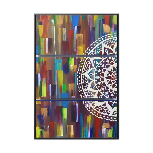 Matrix Mandala Flower Art Horizontal Framed Gallery Wrapped Canvas Print