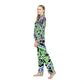 Green Glass Mosaic Dragon Eye Wearable Art All Over Print Unisex Satin Pajamas AOP