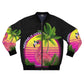 Keeping It Cool Flamingo Beach Sunset Unisex Men's Women's Black AOP Bomber Jacket