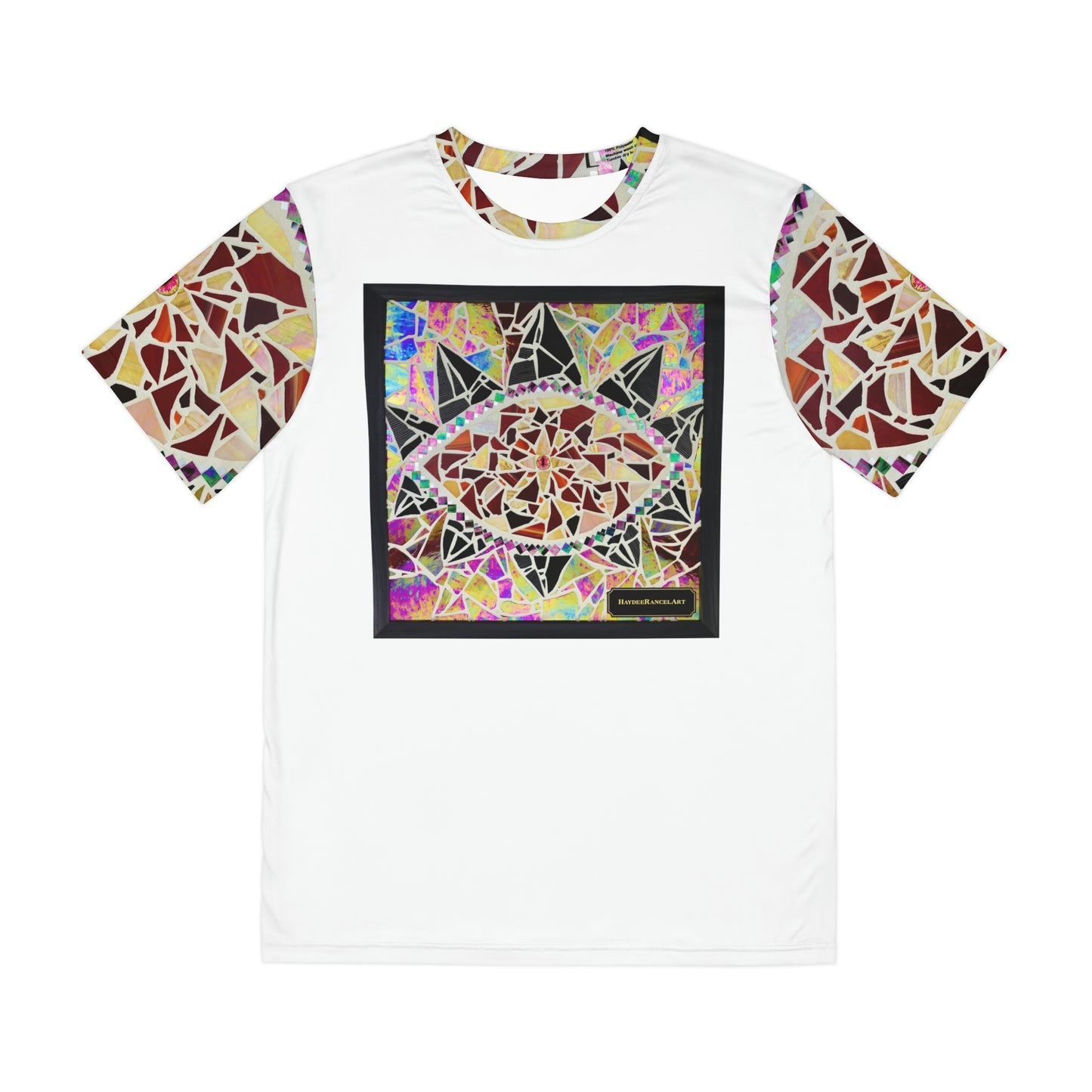 Red Glass Mosaic Dragon Eye Wearable Art Mens Women's Unisex White Polyester All Over Print T-Shirt Tee AOP