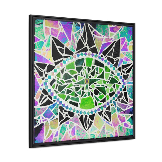 Green Dragon Mosaic Eye Fine Art Square Framed Gallery Wrapped Canvas Print