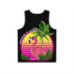 Keeping It Cool Flamingo Beach Sunset Unisex Mens Women's All Over Print Black Tank Top