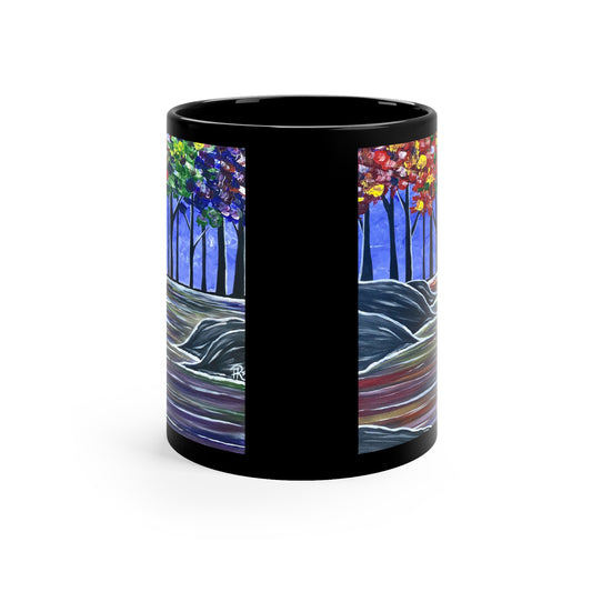 Rainbow Forrest Nature Art 11oz Black Ceramic Mug
