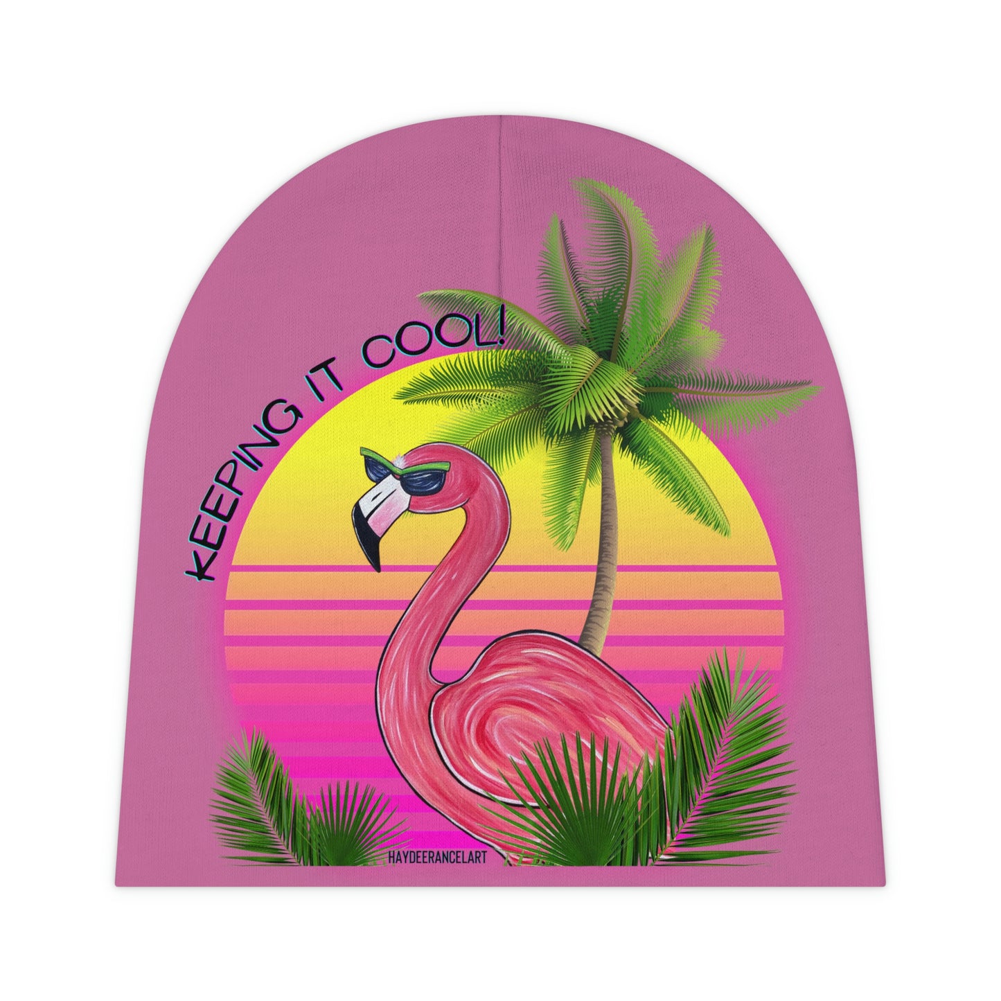 Keeping It Cool Flamingo Beach Tropical Sunset Pink Unisex Baby Hat Beanie