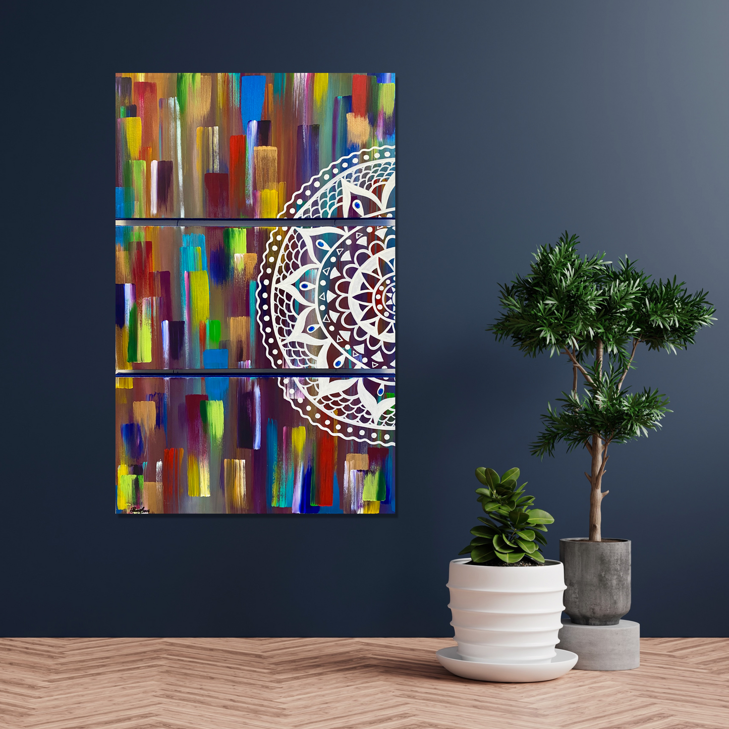 Matrix Mandala Spiritual Zen Energy Artwork Original Mixed Media Acrylic Painting Canvas Set