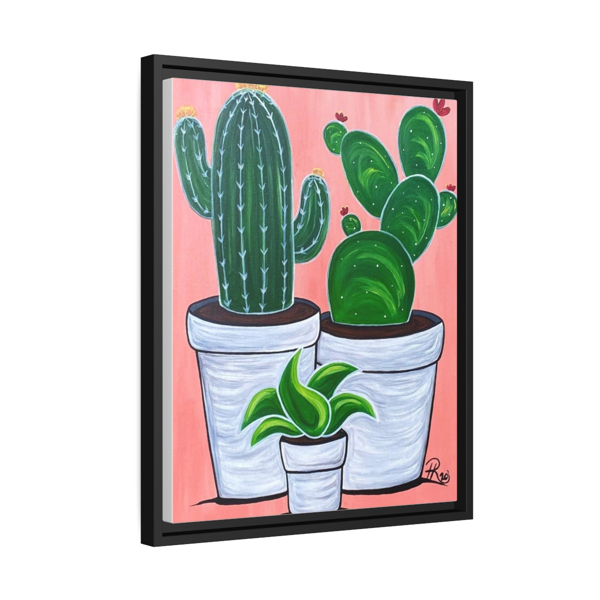 Cactus Plants Nature Artwork Vertical Framed Gallery Wrapped Matte Canvas Print
