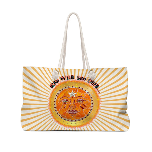 Grow Wild Sun Child Mosaic Art Weekender Tote Bag