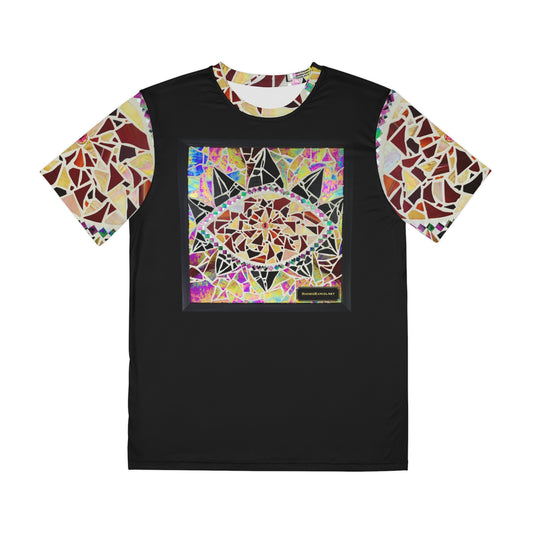 Red Glass Mosaic Dragon Eye Wearable Art Mens Women's Unisex Black Polyester All Over Print T-Shirt Tee AOP