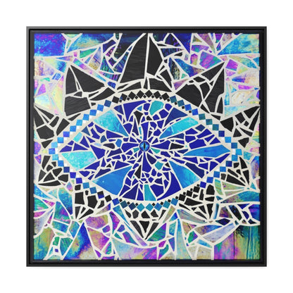 Blue Dragon Mosaic Eye Fine Art Square Framed Gallery Wrapped Canvas Print
