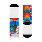 Rainbow Warrior Spirit Native American Art DTG Unisex White Black Crew Socks