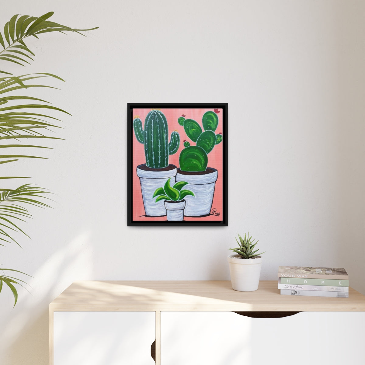 Cactus Plants Nature Artwork Vertical Framed Gallery Wrapped Matte Canvas Print