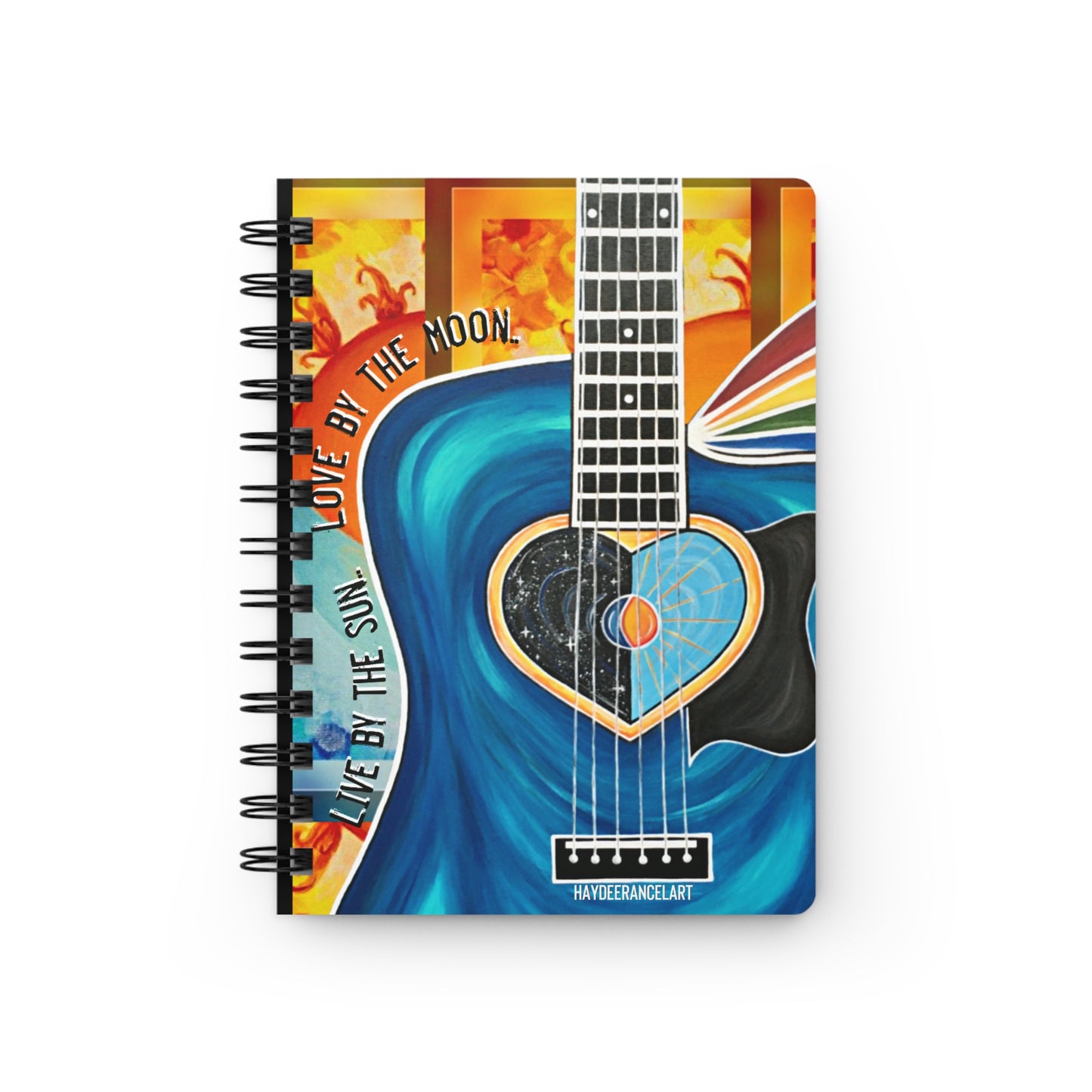 Live By The Sun Love By The Moon Guitar Rainbow Spiral Bound Journal