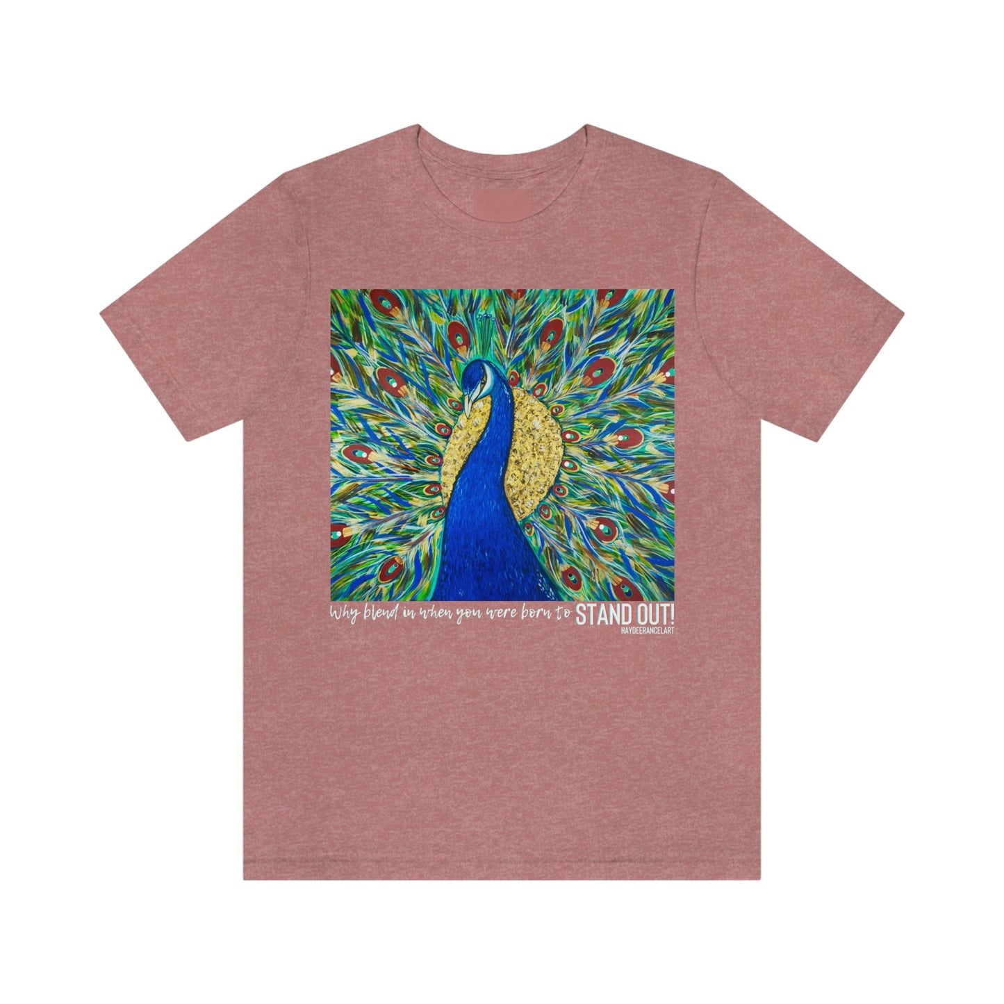 Born To Stand Out Colorful Peacock Bird Nature Art Red Unisex Mens Women's Jersey Short Sleeve Crew T-Shirt