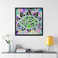 Green Dragon Mosaic Eye Fine Art Square Framed Gallery Wrapped Canvas Print