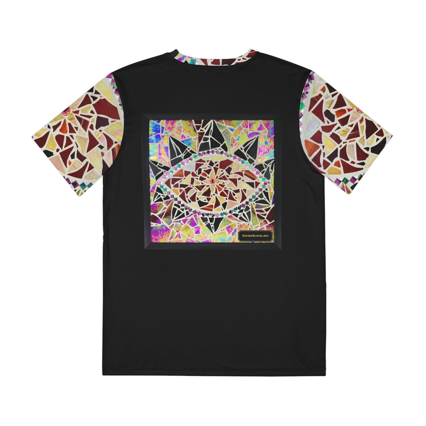 Red Glass Mosaic Dragon Eye Wearable Art Mens Women's Unisex Black Polyester All Over Print T-Shirt Tee AOP