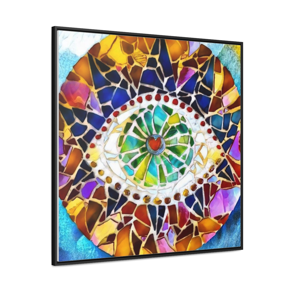 DragonHeart Mosaic Eye Square Framed Gallery Wrapped Canvas Print