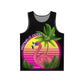 Keeping It Cool Flamingo Beach Sunset Unisex Mens Women's All Over Print Black Tank Top