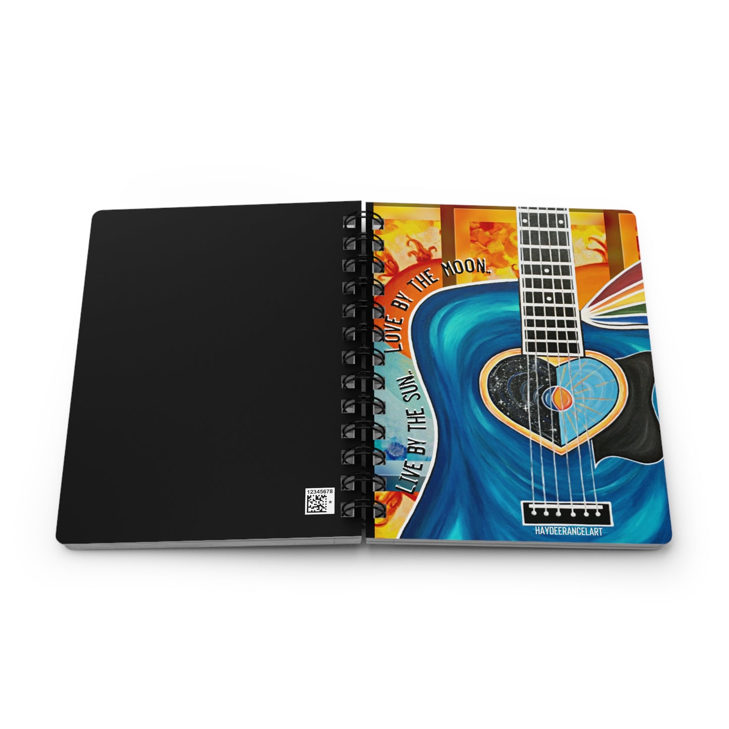 Live By The Sun Love By The Moon Guitar Rainbow Spiral Bound Journal
