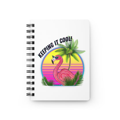 Keeping It Cool Flamingo Beach Sunset White Spiral Bound Journal
