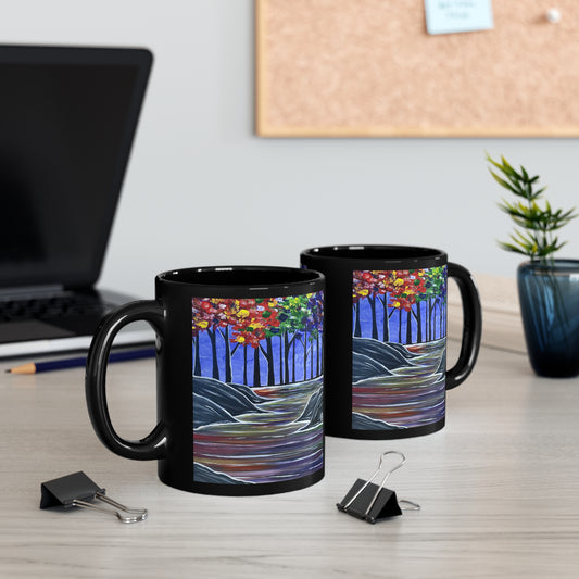 Rainbow Forrest Nature Art 11oz Black Ceramic Mug