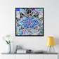 Blue Dragon Mosaic Eye Fine Art Square Framed Gallery Wrapped Canvas Print